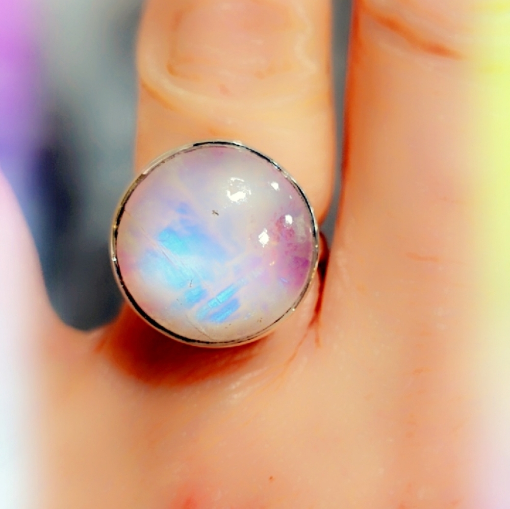 Rainbow Moonstone Sterling Gemstone Ring